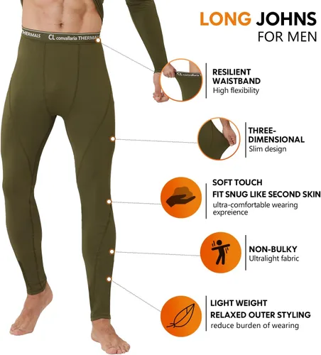Miniatura 3 de CL convallaria Ropa interior térmica para hombre, ropa interior larga con forro polar, capa base para clima frío, XS-4XL