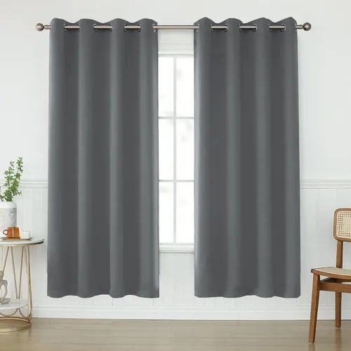 Miniatura 18 de KEQIAOSUOCAI Cortinas rosa bebé de 63 pulgadas para habitación de niñas - Con aislamiento térmico que oscurece la habitación, cortinas de ventana