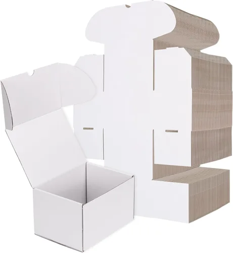 Miniatura 35 de RLAVBL Juego de 25 cajas de envío de 10 x 8 x 3, caja de cartón corrugado blanca para embalaje, correo, negocios Blanco
