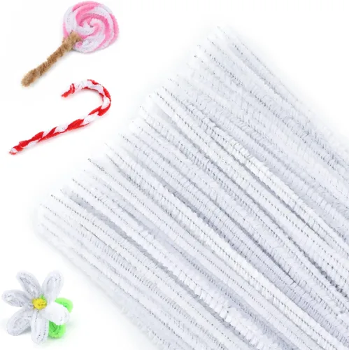 Miniatura 17 de jijAcraft 200 piezas de limpiadores de tubería rosa - Tallos de chenilla para manualidades con flores, 30 cm de tallos de chenilla para artesanías