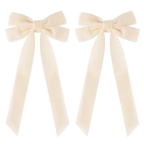 Miniatura 13 de 2 piezas de broches de cinta de terciopelo con lazos de pelo marrones, broches grandes de cocodrilo de otoño, accesorios para el cabello