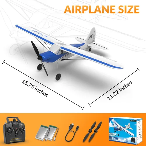 Miniatura 9 de VOLANTEXRC Avión Entrenador RC Sport Cub 4CH con control remoto, avión con protector de hélice, estabilizador de giro de 6 ejes y 3 modos de vuelo