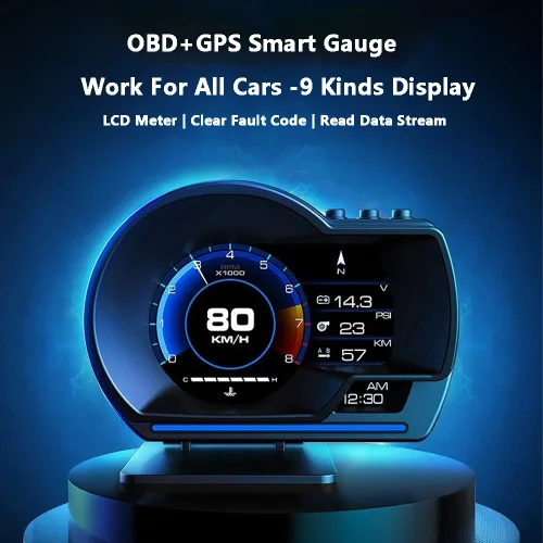 Miniatura 3 de Riloer Pantalla frontal para coche, GPS+OBD HUD Head Up Display P6 para la mayoría de los coches (negro)