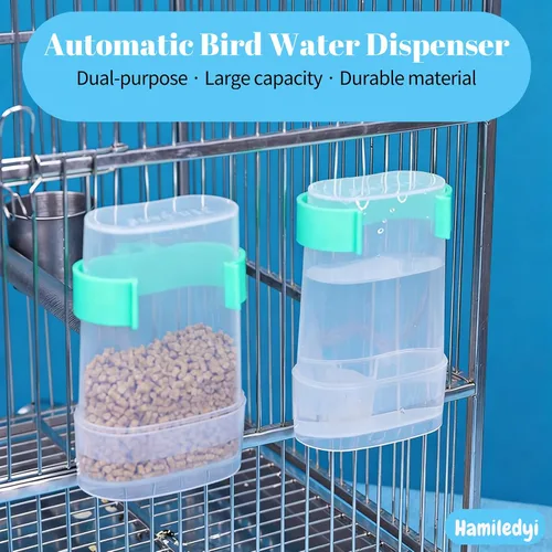 Miniatura 5 de Dispensador automático de agua para pájaros, comedero de agua de loro, contenedor de alimentos de semillas de pájaros, bebedero de periquitos