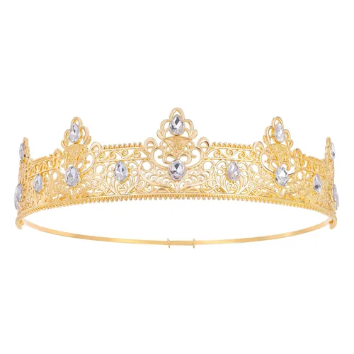 Miniatura 10 de Corona dorada de rey para hombre, decoración para cumpleaños, graduación, fiesta, disfraz, boda, Halloween, día del padre, regalo para hombres