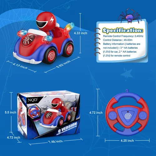Miniatura 8 de NQD Coche de control remoto para niños pequeños, coches RC con música y luces, material ABS, juguetes de coches de carreras de dibujos animados RC