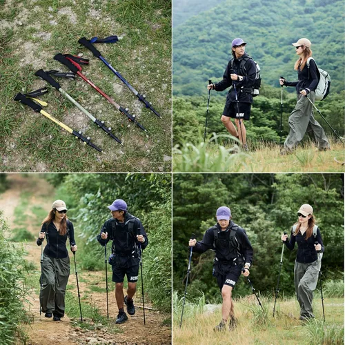 Miniatura 6 de Naturehike - Bastón de trekking de fibra de carbono 3K plegable y telescópico de 3 secciones ultraligero para mujeres y hombres, bastón