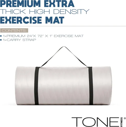 Miniatura 2 de Tone Fitness Esterilla de yoga de 1 pulgada de grosor Alfombrilla de ejercicio antideslizante de alta densidad con correa de transporte para yoga
