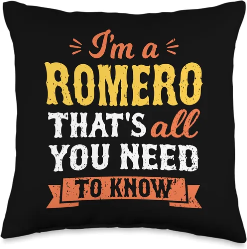 Funny Family Names Men Women Kids Clothing Apparel I'm A Romero That's All You Need to Know Surname Last Name Throw Pillow, 16x16, Multicolor