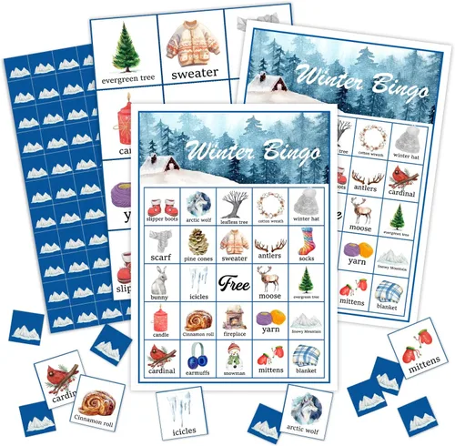 Juegos de fiesta de bingo de Navidad, juegos de fiesta de Navidad para suministros de fiesta de Navidad, 24 jugadores, suministros de fiesta