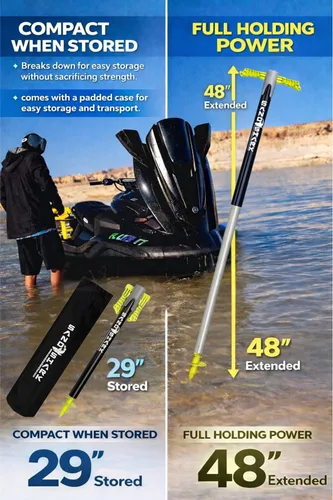 Miniatura 2 de SandShark Supersport 3.0 Anclaje de agua poco profunda – Gran moto acuática, PWC, accesorio de barco pontón – Se ajusta de 29 a 48 pulgadas