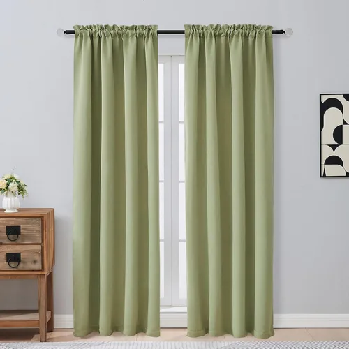 Miniatura 36 de OVZME Cortinas opacas turquesa para tratamiento de ventanas pequeñas, cortinas cortas con bloqueo de luz para ventana de cocina sobre el fregadero