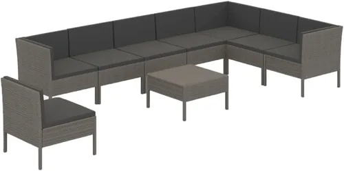 Miniatura 2 de Ensemble de Salon de Jardin Modulaire 9 Pièces Gris Anthracite avec Coussins, Résistant aux Intempéries, Confortable et Design Moderne Pour