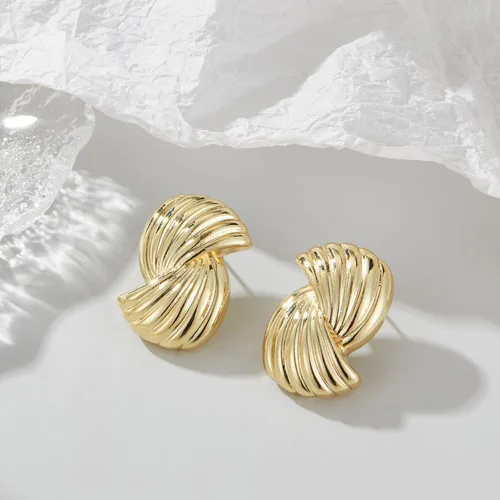 Miniatura 5 de Aretes gruesos de oro vintage, con concha dorada, geométricos, hipoalergénicos, joyería para mujer, regalos para ella