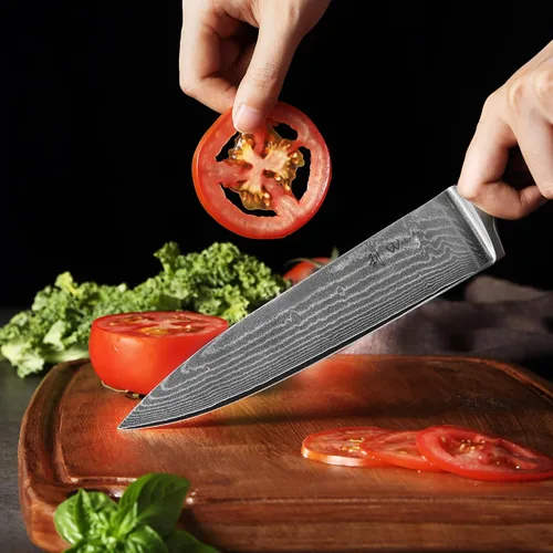 Miniatura 3 de Wakoli EDIB Cuchillo de chef Damasco – Cuchillo de cocina de estilo japonés de 7.9 pulgadas, hoja de acero de Damasco de 67 capas con núcleo VG10, 1