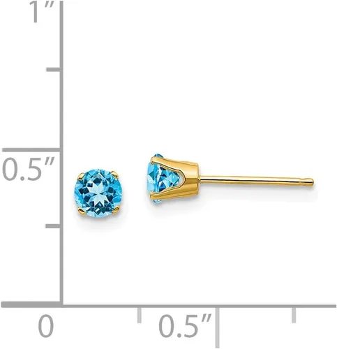 Miniatura 3 de 14K 4mm arete Diciembreazul Topacio Post, Gem quilates. 0,66
