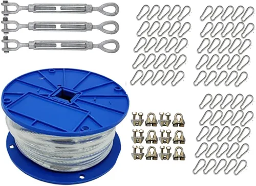 Miniatura 4 de Jones Sports Kit de cables X-Heavy Duty para interiores y exteriores, para béisbol y sóftbol, jaula de bateo, red con tensores de 1/2 pulgada