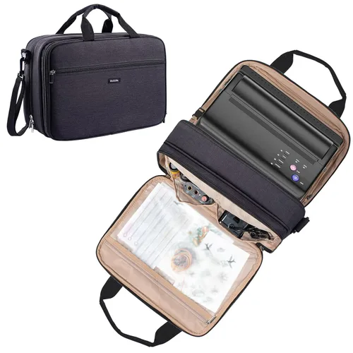 Estuche de transporte para tatuajes, suministros de tatuaje, estuche para kit de tatuajes, bolsa de transporte para impresora de plantillas de Negro