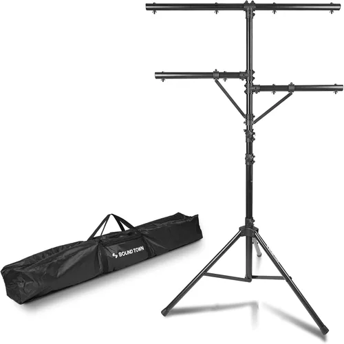 Miniatura 13 de Sound Town Paquete de 2 soportes de iluminación para DJ, altura ajustable, 9 pies de alto, con barra en T y base de trípode (STLS-T09-PAIR)