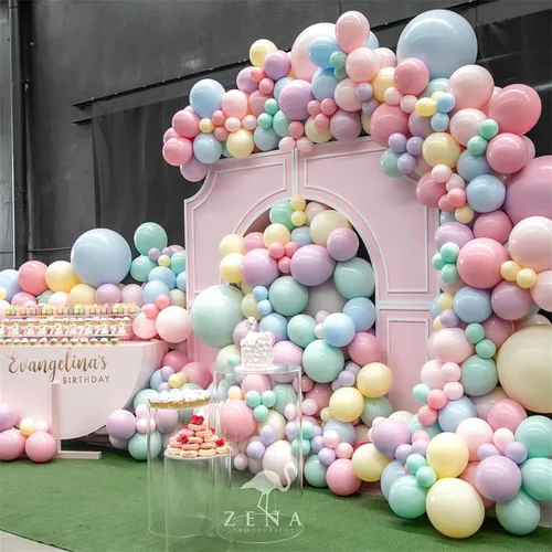 Miniatura 7 de Kit de guirnalda de globos pastel de 165 piezas, arco de globos de color pastel arcoíris, globos coloridos de caramelo macarrón de diferentes Pastel