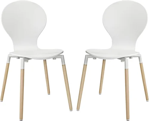 Miniatura 2 de Modway Path Mid-Century Modern - Dos sillas de cocina y comedor en color blanco