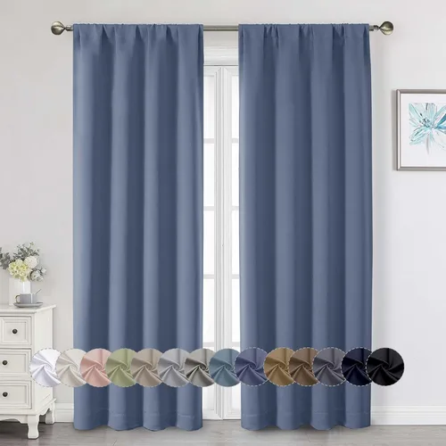 Miniatura 58 de Cortinas opacas para dormitorio, sala de estar, juego de 2 paneles de 54 pulgadas de largo, cortinas de oscurecimiento de habitación con aislamiento