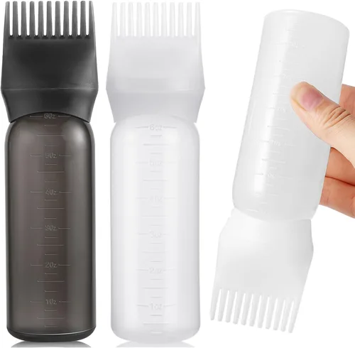 Miniatura 9 de Pimoys Paquete de 2 Botellas Aplicadoras de Peine para Raíces, Aplicador de Aceite de 6 Onzas para Tinte de Cabello, Aplicador de Aceite
