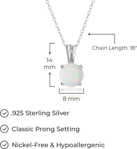 Miniatura 5 de Amazon Essentials Collar con colgante de piedra natal de corte redondo de plata de ley de 18 pulgadas (anteriormente colección Amazon)