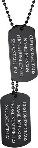 FindChic Etiquetas de perro personalizadas para hombres con silenciador, texto personalizado grabadofoto impresa, etiqueta de identificación militar