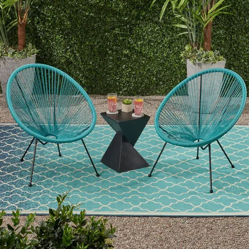Miniatura 2 de GDFStudio Noble House Anson - Silla de tela hamaca para exteriores, color negro (juego de 2)