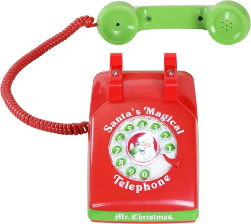 Miniatura 4 de Mr. Christmas Teléfono mágico de Santa - Teléfono de Santa para niños, llamadas interactivas de Navidad, conversaciones reales, vintage seguro