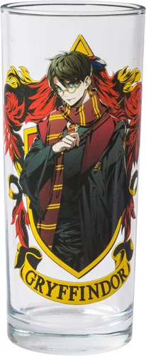 Miniatura 2 de Silver Buffalo Harry Potter Gryffindor Squad con Hermione Granger, Ron Weasley, y Fred y George estilo anime, juego de 4 vasos de vidrio de 10 onzas