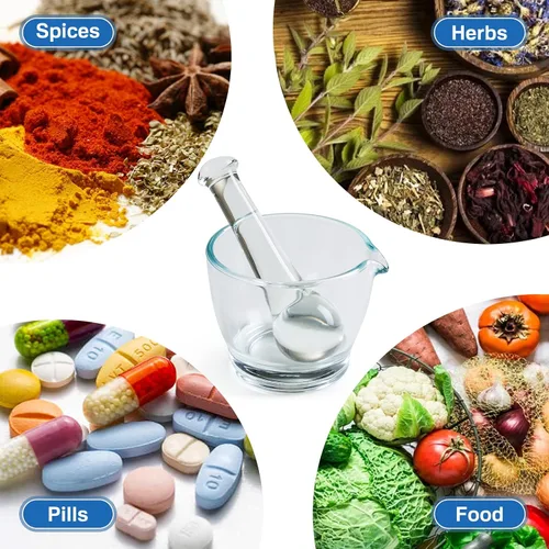 Miniatura 3 de Ultrassist Cuenco de cristal del mortero y de la mano de mortero de 4oz, amoladora y mezclador de la medicina para la farmacia o el laboratorio