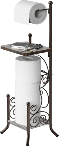 Miniatura 7 de Portarrollos de papel higiénico para baño de Simple Houseware con estante para teléfono celular, bronce