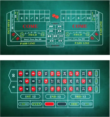BALIKEN - Tapete de mesa de ruleta de 36 x 18 pulgadas y dados de fieltro de grado profesional Verde/Verde
