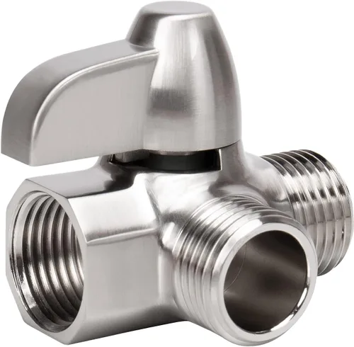 NearMoon - Brazo de regadera de latón macizo G1/2 pulgadas, válvula desviadora de 3 vías para regadera de mano y cabezal de pulverización fijo,