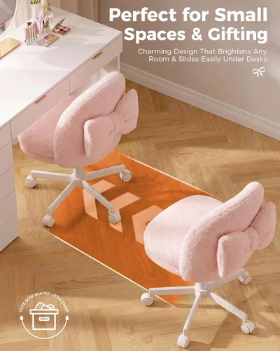 Miniatura 8 de GTRACING Silla de oficina alta de terciopelo con ruedas, sillas de tocador con respaldo, altura versátil: de oficina a taburetes de bar, silla