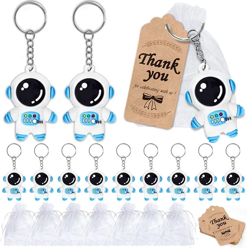 CiciBear Recuerdos de fiesta de astronautas, paquete de 45 con llaveros, etiquetas y bolsas para el espacio exterior, escuela, fiestas infantiles,
