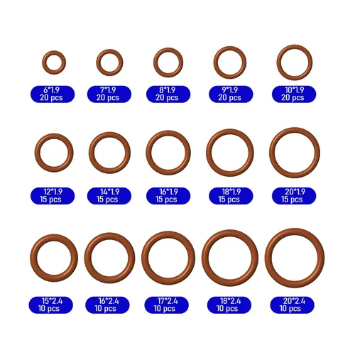 Miniatura 3 de Kit surtido de juntas tóricas de goma de silicona, 225 piezas, 15 tamaños, juego de juntas de sellado métricas VMQ para una amplia variedad