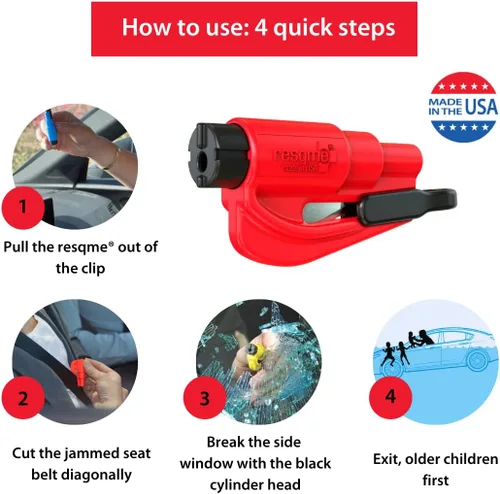 Miniatura 6 de resqme La herramienta original de escape de coche con llavero de emergencia, cortador de cinturón de seguridad 2 en 1 y rompeventanas, fabricado