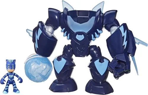 PJ Masks Robo-Catboy - Juguete preescolar con luces y sonidos para niños de 3 años en adelante, traje de robot Catboy con figura de acción