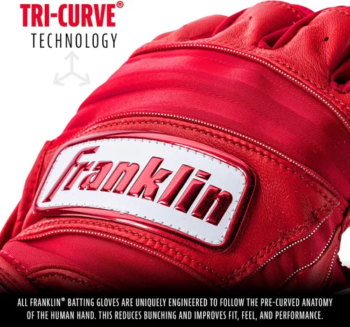 Miniatura 3 de Franklin Sports MLB Guantes de Bateo de Béisbol - Guantes de Bateo Natural II para Béisbol + Sóftbol - Pares de Guantes de Bateo para Adultos Rojo