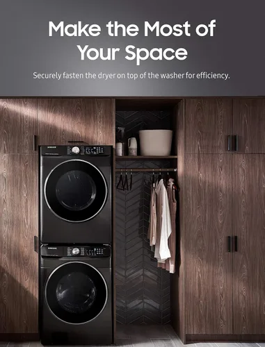 Miniatura 2 de Kit de apilamiento Samsung para lavadora y secadora de carga frontal de 27" de ancho, solución de ahorro de espacio pequeño para conjuntos