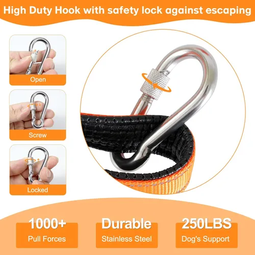 Miniatura 2 de Correa larga para perro a prueba de mordidas, cable de amarre para perros resistente de 50 pies con mosquetón, correas de perro para patio, correas