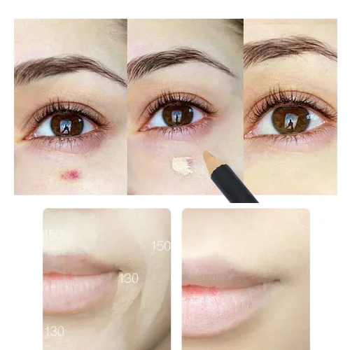 Miniatura 6 de AKARY Face 2 en 1 de doble cara para cejas y corrector en barra iluminadora, base impermeable para ojeras y puntos negros, lápiz corrector