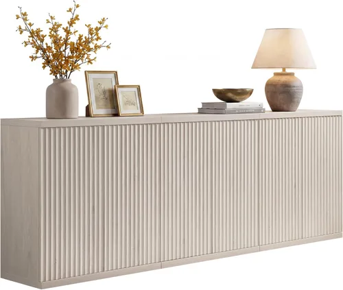 Miniatura 12 de SICOTAS Armario de buffet con aparador de almacenamiento, diseño moderno con puertas y estantes, consola multimedia acanalada, mesa de café