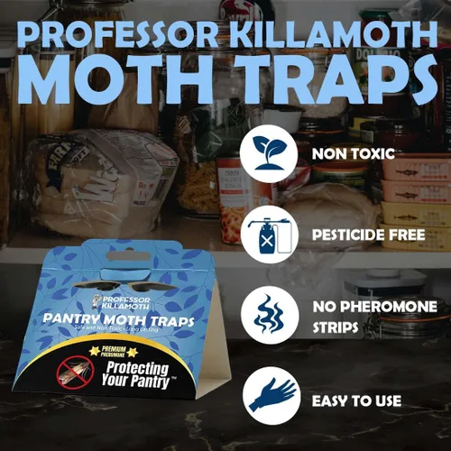 Miniatura 2 de Professor Killamoth Trampas para polillas de despensa, paquete de 6 Nuevo diseño azul Seguro para niños y mascotas Atractivo premium