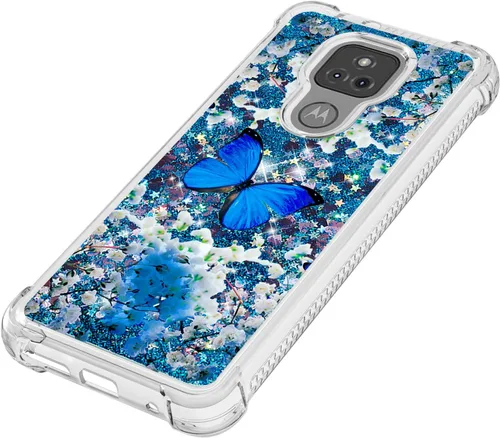 Miniatura 3 de Funda para Moto G Play 2021 con protector de pantalla de vidrio templado, brillante con purpurina líquida flotante para niñas y mujeres, bonita
