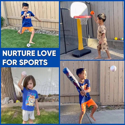 Miniatura 4 de Juego de 6 mini bolas deportivas de espuma para niños, juguetes de pelota para niños pequeños, fútbol de espuma, fútbol para bebés, mini baloncesto