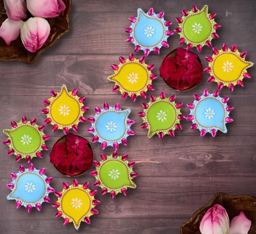 Miniatura 6 de Indotribe 12 piezas de diyas de 3 pulgadas para Pooja Clay Diya para decoraciones de Diwali para decoración del hogar, regalos de regreso